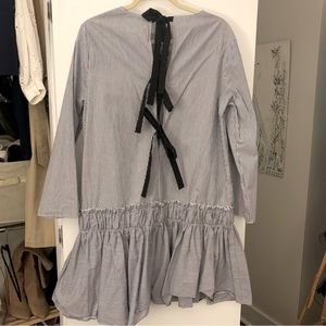 English Factory navy and white stripe Open Back dress with bows! Size medium